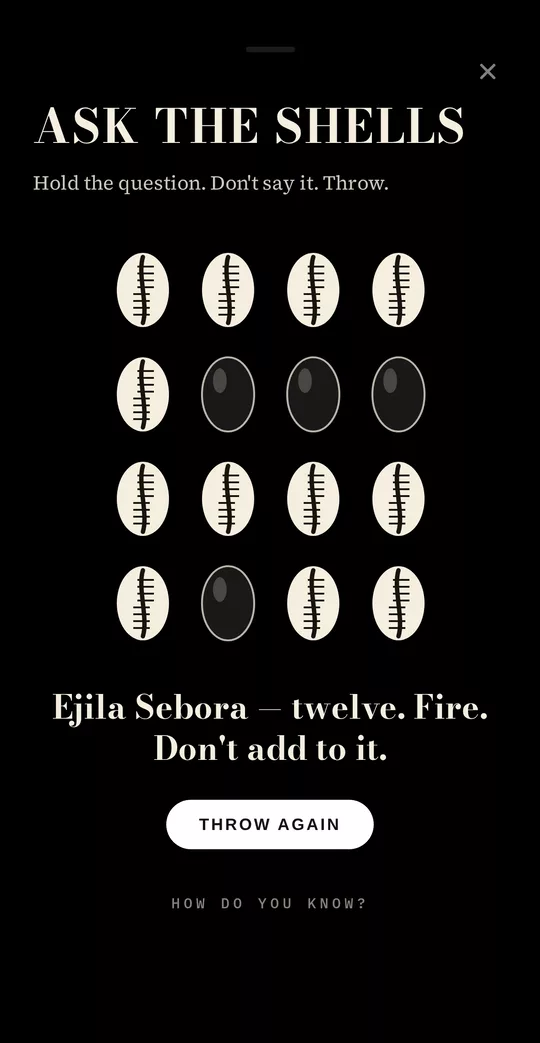 Ask the shells, a page of the Plutto app